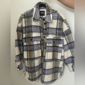 Zara Plaid shacket - Cream, Purple, Brown